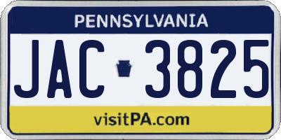 PA license plate JAC3825
