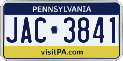 PA license plate JAC3841