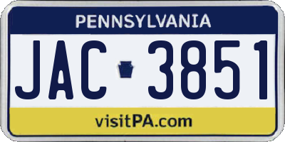 PA license plate JAC3851