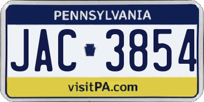 PA license plate JAC3854