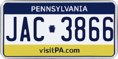 PA license plate JAC3866