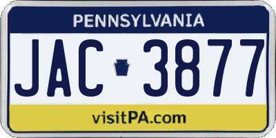 PA license plate JAC3877