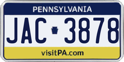 PA license plate JAC3878