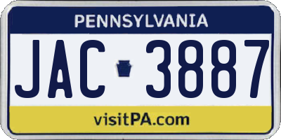 PA license plate JAC3887