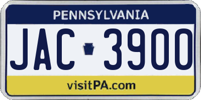PA license plate JAC3900