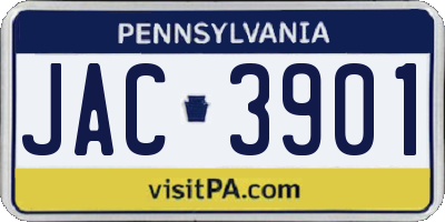 PA license plate JAC3901