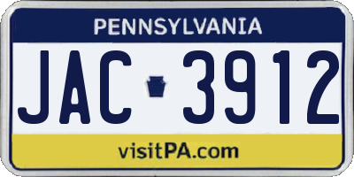 PA license plate JAC3912