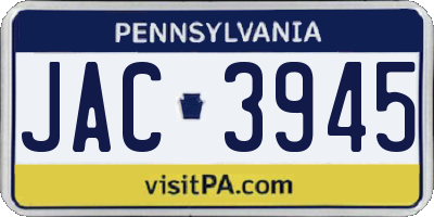 PA license plate JAC3945