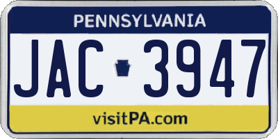 PA license plate JAC3947