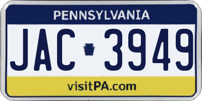 PA license plate JAC3949