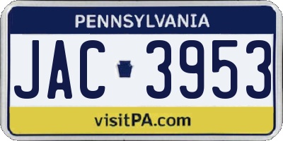 PA license plate JAC3953