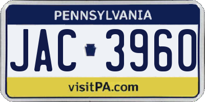 PA license plate JAC3960