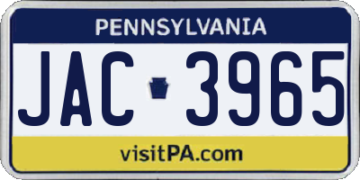 PA license plate JAC3965