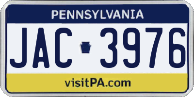 PA license plate JAC3976
