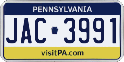 PA license plate JAC3991