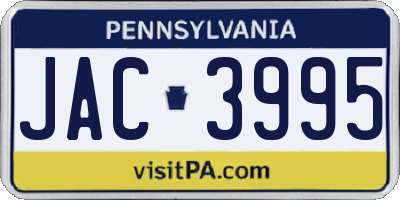 PA license plate JAC3995