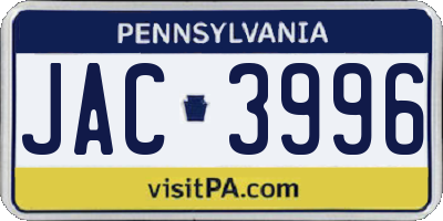 PA license plate JAC3996