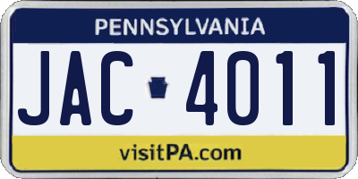 PA license plate JAC4011