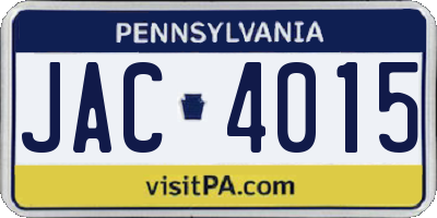 PA license plate JAC4015