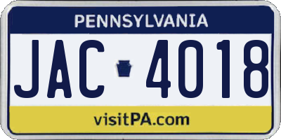 PA license plate JAC4018
