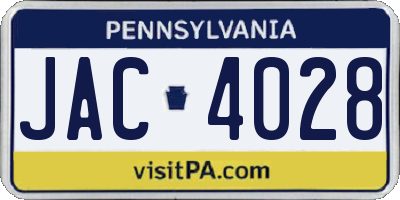 PA license plate JAC4028