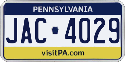 PA license plate JAC4029