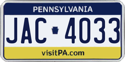 PA license plate JAC4033