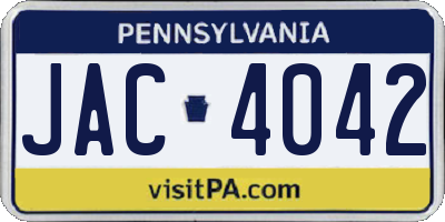 PA license plate JAC4042
