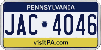 PA license plate JAC4046