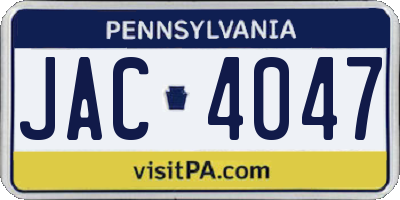 PA license plate JAC4047