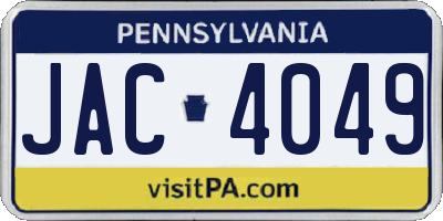 PA license plate JAC4049