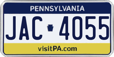 PA license plate JAC4055