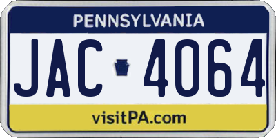 PA license plate JAC4064