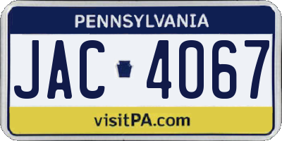 PA license plate JAC4067