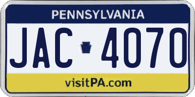 PA license plate JAC4070