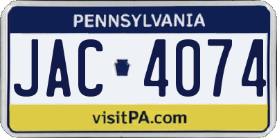 PA license plate JAC4074