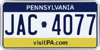PA license plate JAC4077