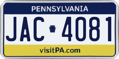 PA license plate JAC4081