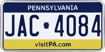 PA license plate JAC4084