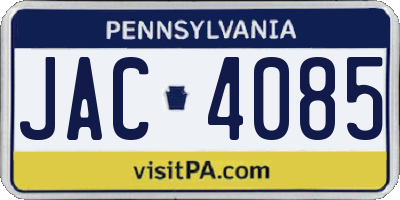 PA license plate JAC4085