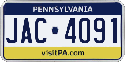 PA license plate JAC4091