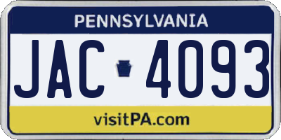 PA license plate JAC4093