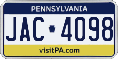 PA license plate JAC4098