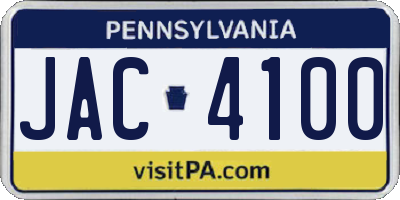 PA license plate JAC4100
