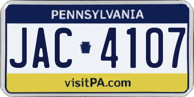 PA license plate JAC4107