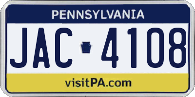 PA license plate JAC4108