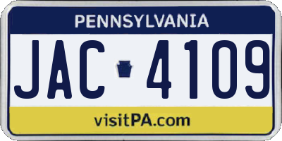 PA license plate JAC4109