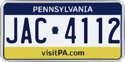 PA license plate JAC4112