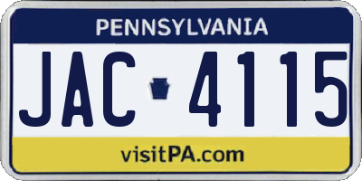 PA license plate JAC4115