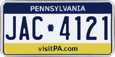 PA license plate JAC4121